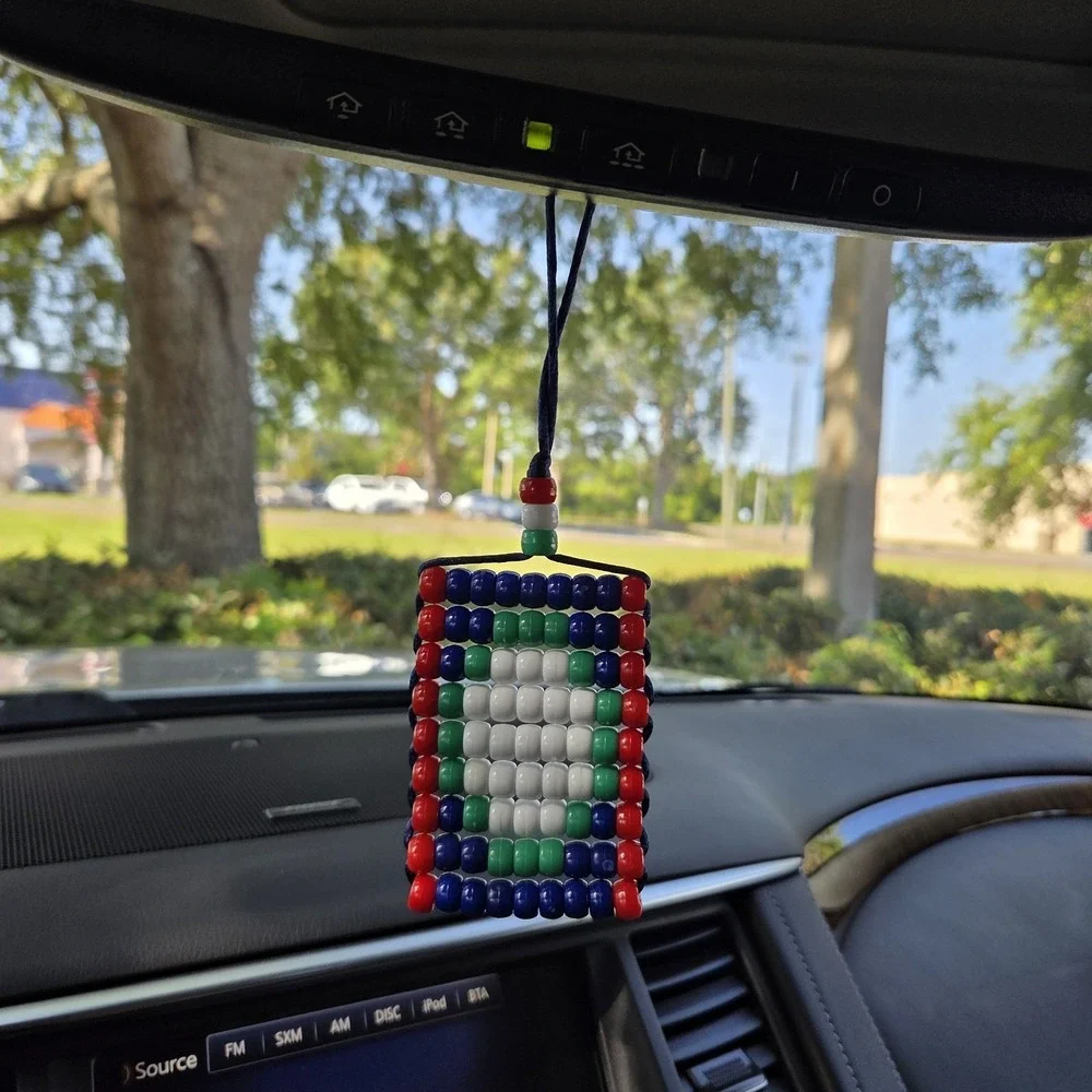 Belize Flag Car Rearview‎ Mirror Danglers . Mini Flag 2.5